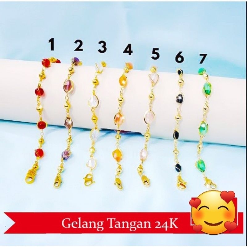 GELANG XUPING WANITA BATU RHODIUM BATU ALAM ANTI KARAT