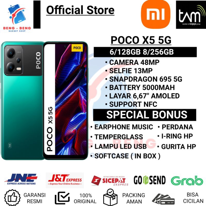 XIAOMI POCO X5 5G NFC RAM 8/256GB 6/128GB GARANSI RESMI TAM - BONUS