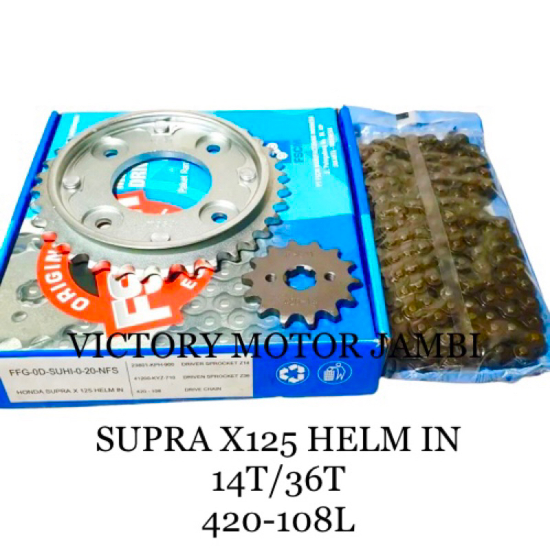 GEAR PAKET DRIVE CHAIN KIT SUPRA X125 HELM IN 14T/36T 428-108L FSCM