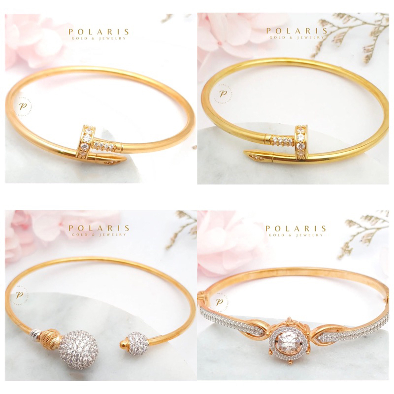 Gelang Tangan Bangle Fashion Perhiasan Emas Kuning Perhiasan Kadar Muda 375/8K