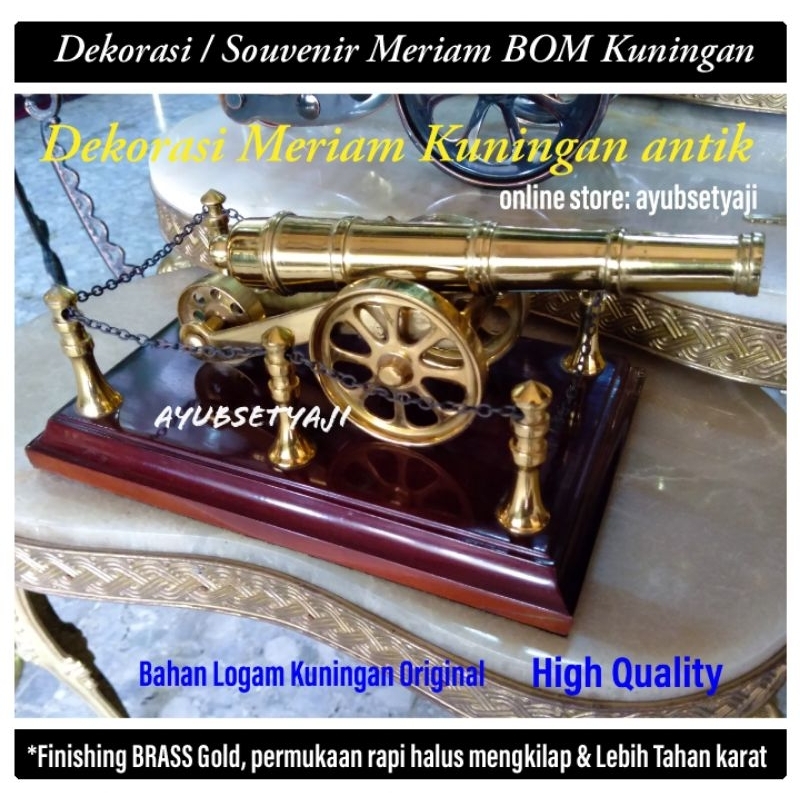 Dekorasi Meriam kuningan Souvenir Bom meriam Brass antik mewah pajangan lemari tentara militer kolon