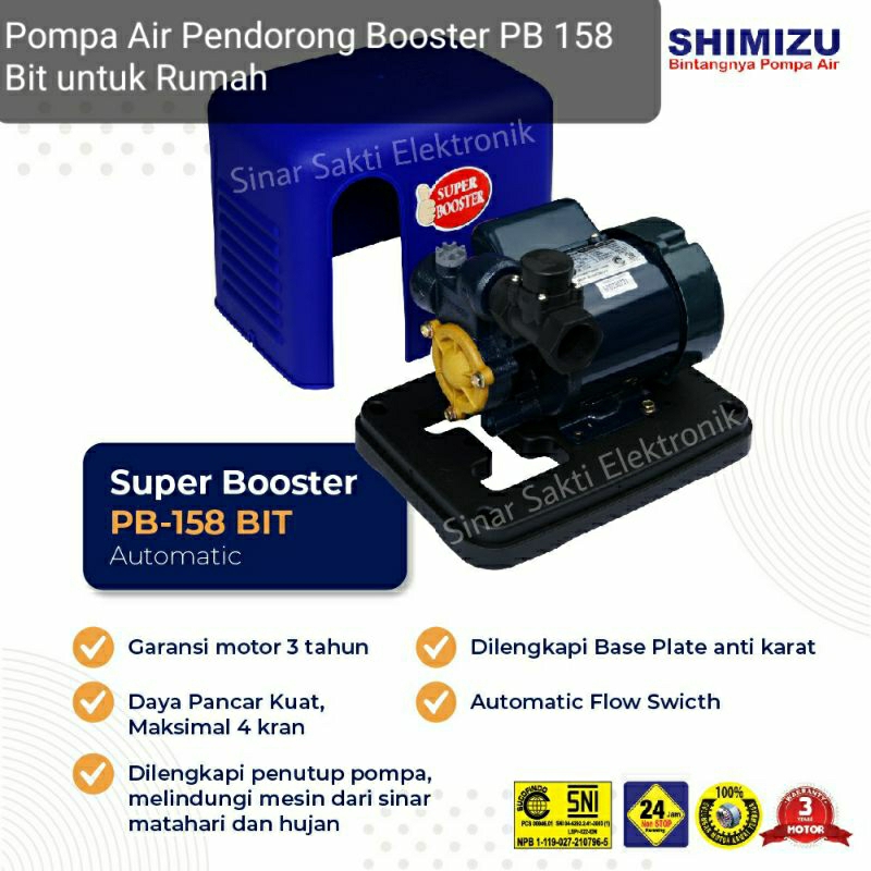 Mesin Pompa Air Booster Shimizu PB 158 Bit PB158 Pendorong 1 Rumah Otomatis Water Pump