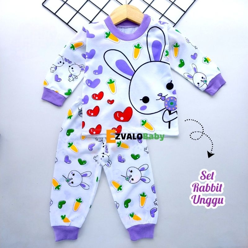 SETELAN BAYI PEREMPUAN KAOS OBLONG KANCING DI PUNDAK PIYAMA BAYI CEWE 0-12 BULAN