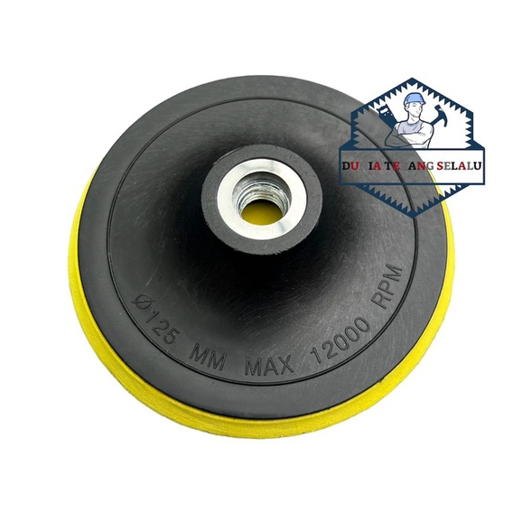 Rubber Pad 5 in HDT - Tatakan Amplas 5 inch 125 mm - Velcro Pad Dudukan Krek Bantalan Velcro 5in - Mata Grinda Tempel Besar HDT