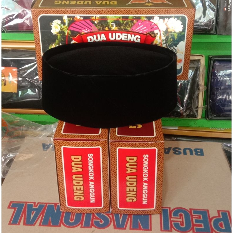 (ORIGINAL) PECI HITAM DUA UDENG | TIGA UDENG  Tinggi 8-9-10-11-12 | SONGKOK HITAM DUA UDENG | KOPYAH HITAM DUA UDENG