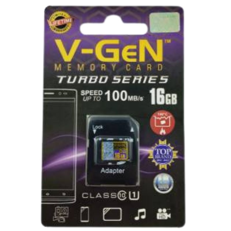 Memori Micro Sd V-Gen 16 GB + Adapter Memory Card 16gb + Adaptor Class 10 Turbo Vgen Original Mmc Sdhc Camera DSLRs Kamera