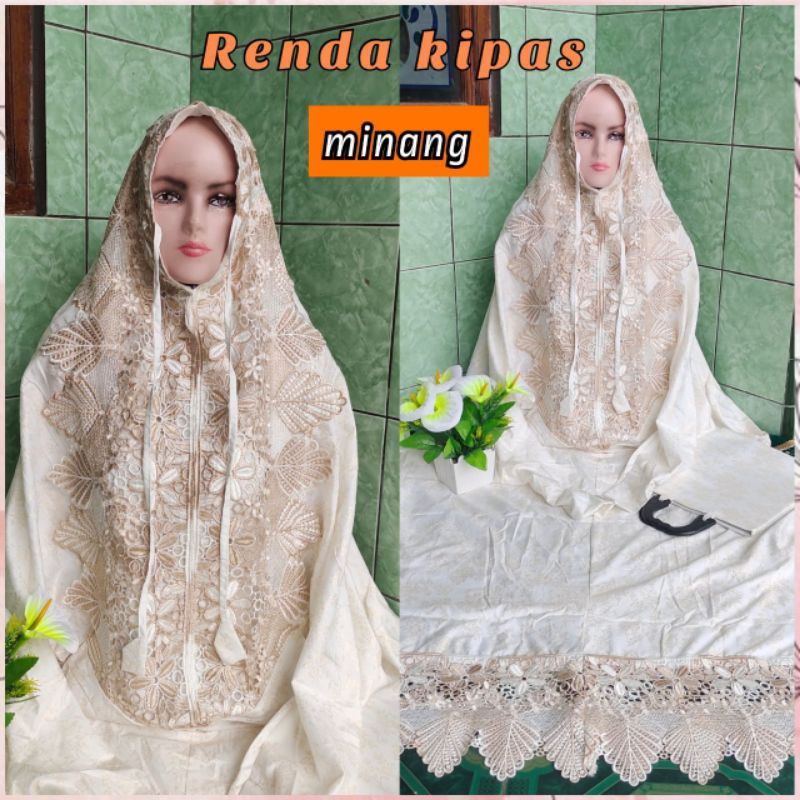 mukena terusan renda Prada/mukena katun foil/mukena putih/mukena terusan