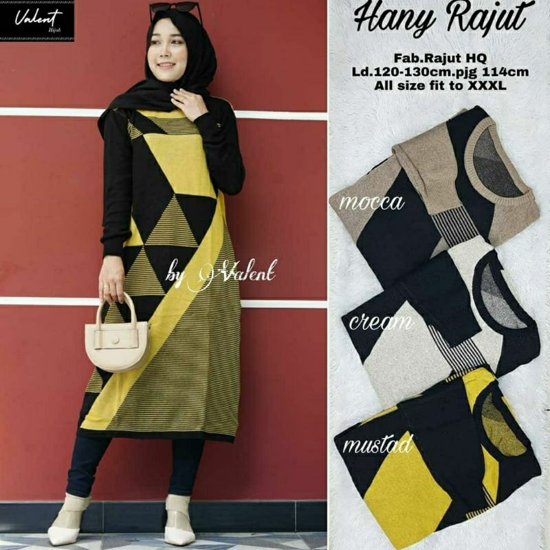 Hany Rajut, TUNIK RAJUT JUMBO CANTIK FIT XXXL LD 120-130 BAHAN RAJUT PREMIUM TERMURAH OOTD KEKINIAN TERLARIS