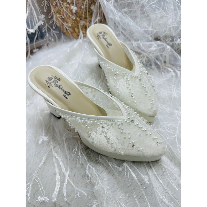 sepatu yesika wedding wanita putih 9cm tahu