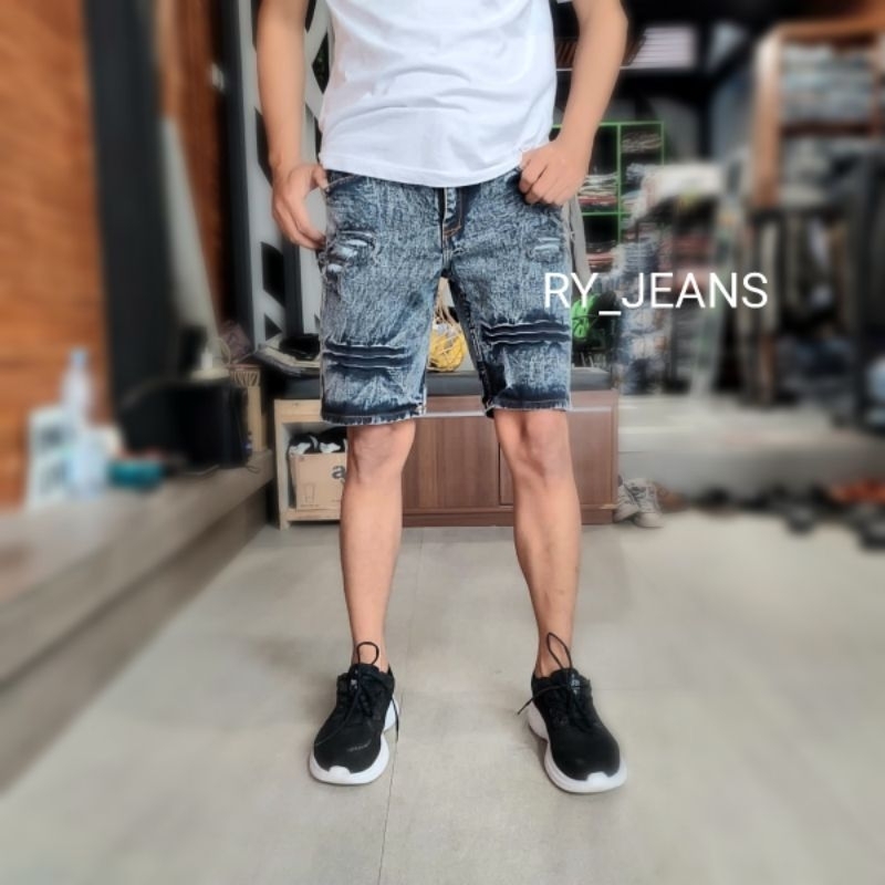 JEANS PENDEK SOBEK PRIA CELANA PENDEK PRIA JEANS SOBEK SNOW PRIA