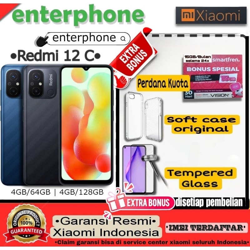 XIAOMI REDMI 12C 4/64 RAM 4GB INTERNAL 64GB GARANSI RESMl