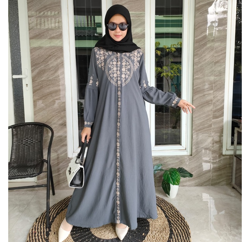 Gamis GRESYA Crinkle Airflow Bordir Premium Terbaru