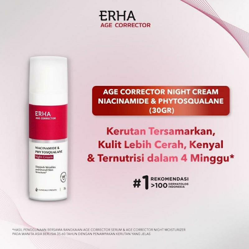 Erha Age Corrector Night Moisturizer 30g - Krim Malam Anti Penuaan / Cream Menghilangkan Flek / Crea