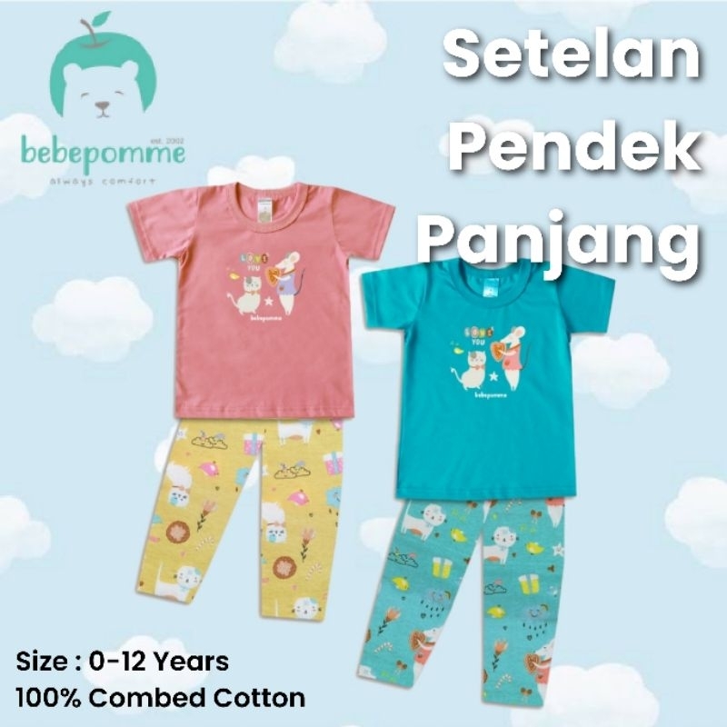 Bebepomme Piyama / Baju Tidur Anak Bayi Anak Tanggung | Bebe Pomme Pajamas Setelan Pendek Panjang CAT MOUSE