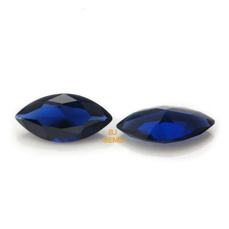 Blue Safir Spinel Syntetic Permata Marquise Shape