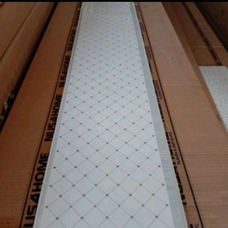 plafon pvc putih motif kotak hologram glossy T532 (PERLEMBAR)