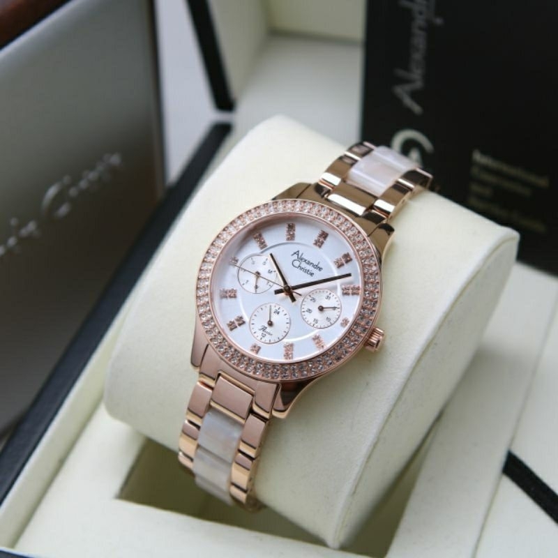 JAM TANGAN WANITA ALEXANDER CHRISTIE AC 2A32 ROSEGOLD WHITE AC2A32 ORIGINAL