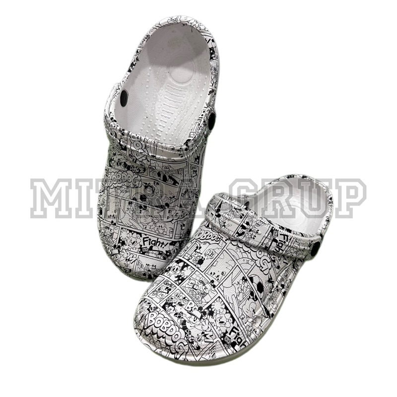 HEMA SANDAL KODOK PRIA WANITA/ SENDAL CROCS PRINTING BOBDOG COMIC/FREESTYLE/Blue aarmy/Motif Daun/Motif Cat/Motif Merah NEW ARRIVAL 36-44 PRODUK TERPOPULER SEN