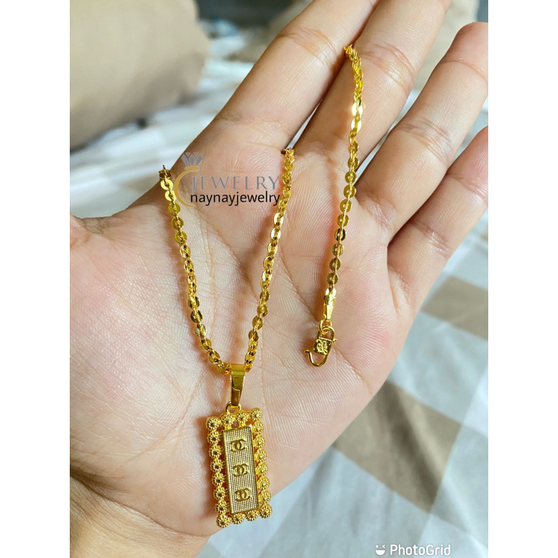 Kalung medan Kaca 2 suku cenul panjang / warna 24k 45cm