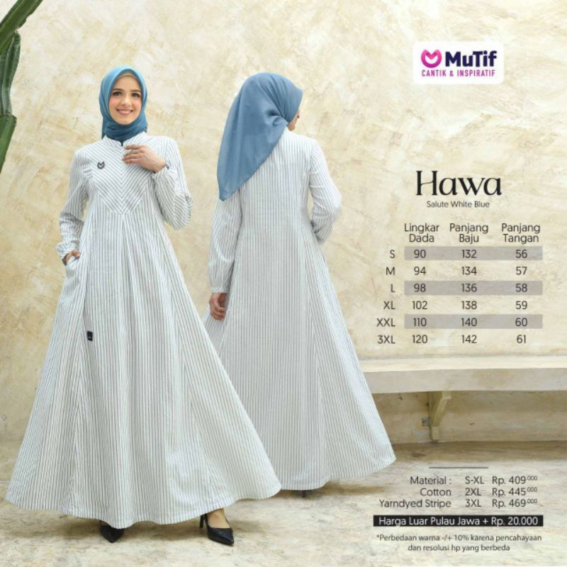 Mutif Couple Series Adam Hawa Salute White Blue Koko Adam Gamis Hawa