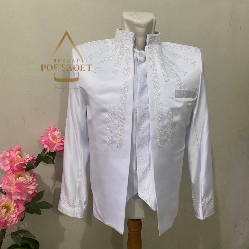 SET LENGKAP BAJU AKAD NIKAH  / IJAB MODERN / BESKAP PENGANTIN PUTIH SIMPLE ELEGAN