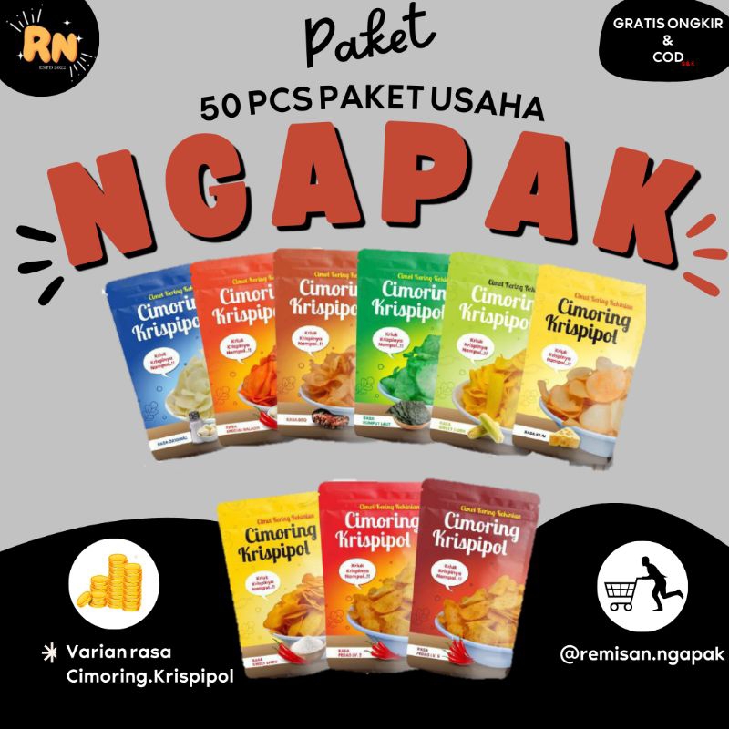 

REMISAN.NGAPAK | CIMORING KRISPIPOL | CIMOL KERING | KRISPINYA NAMPOL 50 PCS