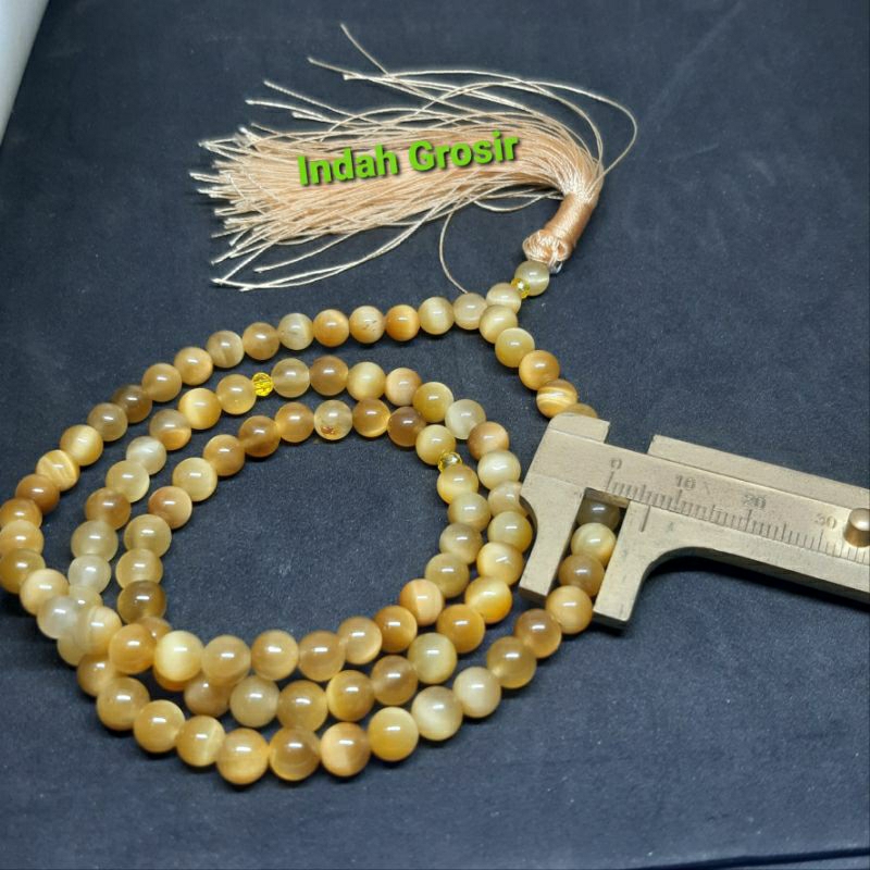 TASBIH TIGER EYE MADU 6MM 99BUTIR TEMBUS SENTER ORIGINAL