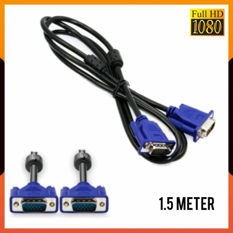 (COD) KABEL VGA TO VGA DIGITAL MALE TO MALE 1.5 METER / KABEL VGA KE VGA UNTUK KE LAPTOP MONITOR PROYEKTOR KOMPUTER 1.5M