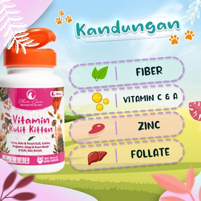 OLIVE CARE VITAMIN KUCING KULIT KITTEN 10 KAPSUL