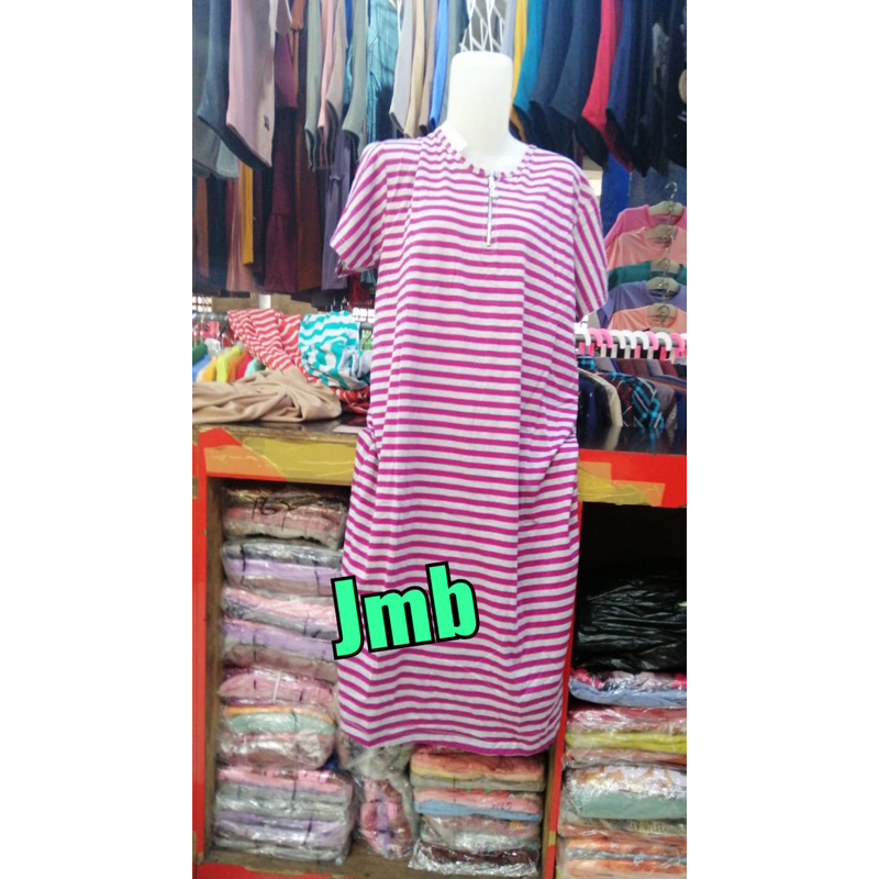 long dress wanita / daster motif salur murah