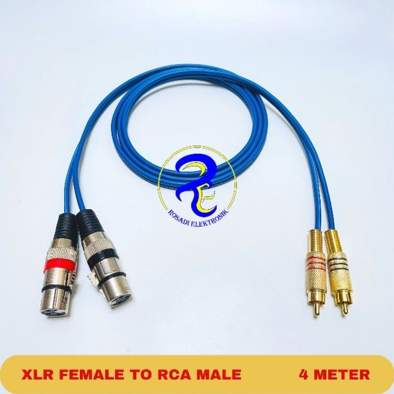 kabel rca male to xlr canon female 3pin kabel kabel audio mic 5meter - 4meter