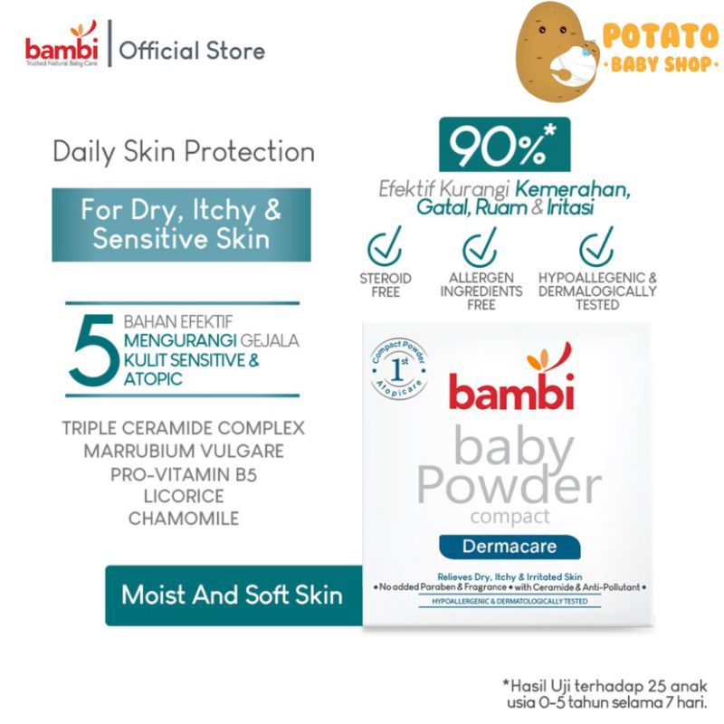 Bambi Baby Powder Compact Dermacare - Bedak Padat