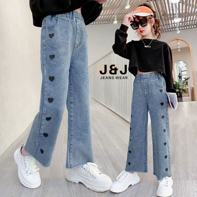 KULOT JEANS SNOW BLUE BORDIR 10-13 TAHUN / KULOT JEANS HIGH WAIST REMAJA