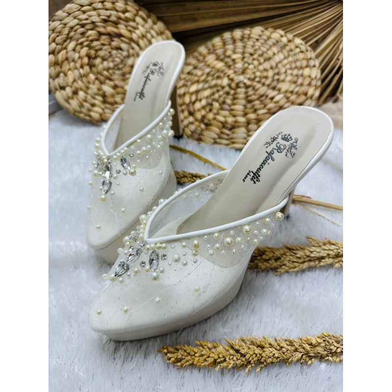 sepatu wedding yohanda wanita broken white 9cm