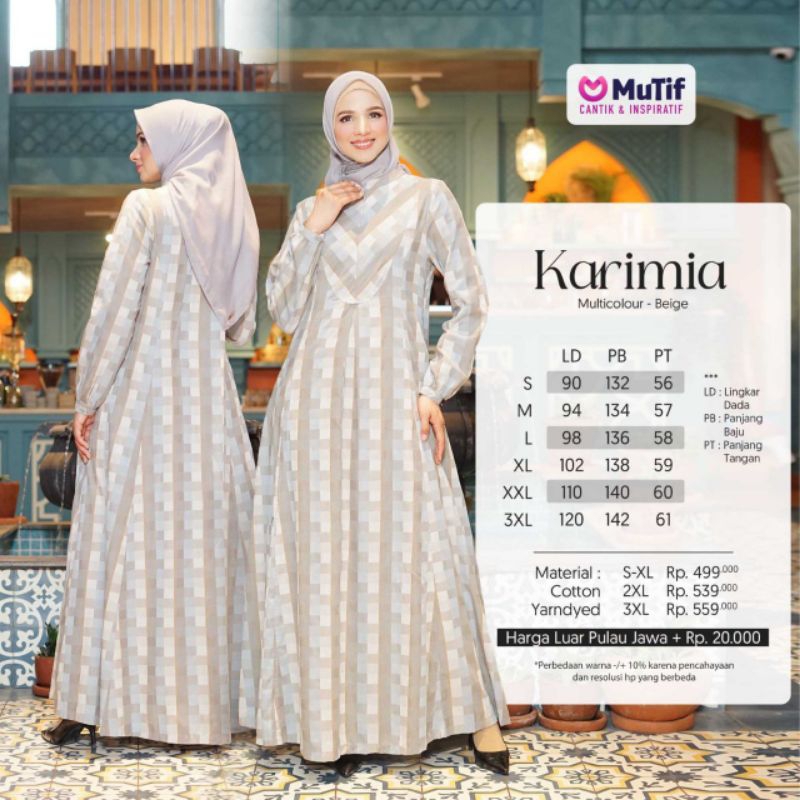 Sarimbit Mutif 2023 Sarimbit Karimia Karim Multicolor Blue Beige Gamis Karimia Koko Karim