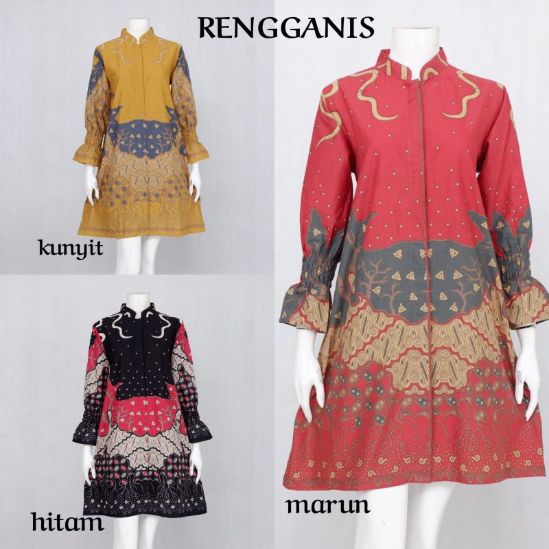 tunik batik katun solo kancing depan