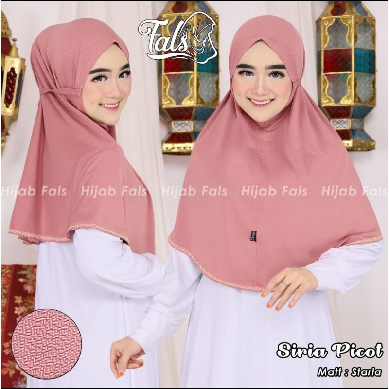 (Ori Fals) SIRIA PICOT •jilbab instan jersey starla•hijab instan•bergo instan tali