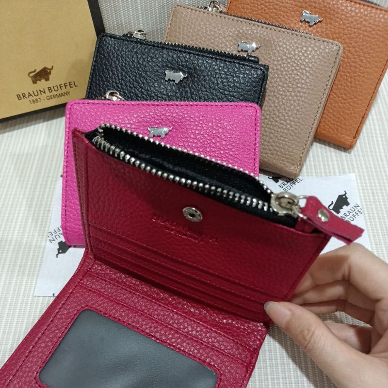 Dompet braun buffel wanita motif kulit jeruk + box