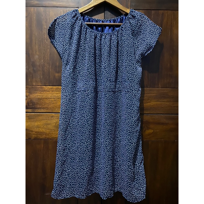 DRESS KOREA POLKADOT NAVY