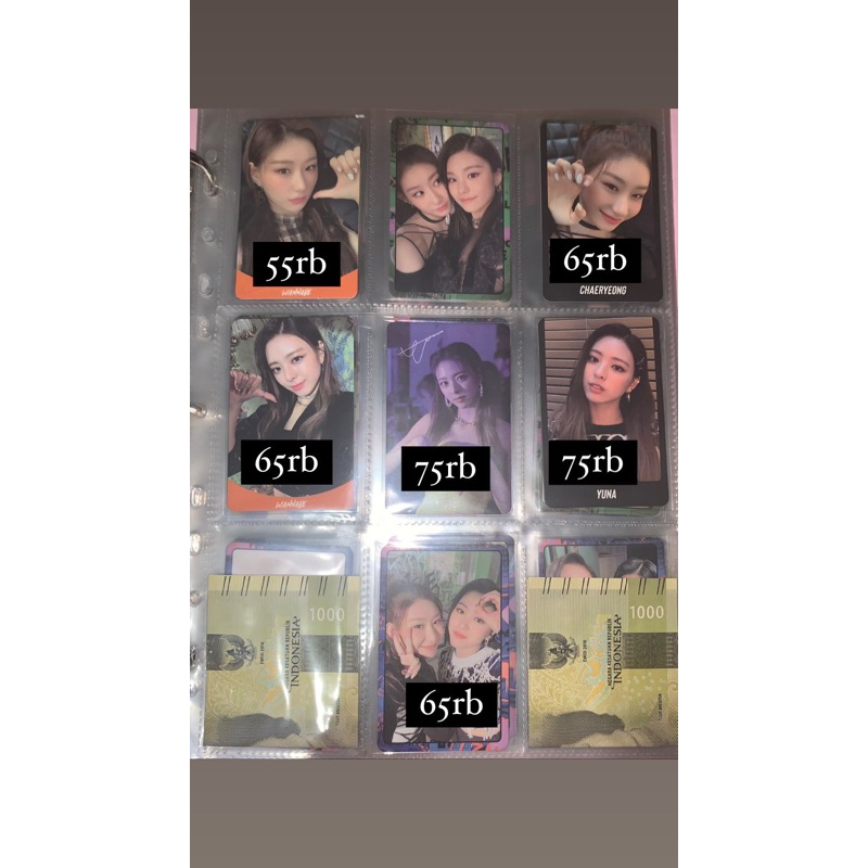 itzy unit itz me wannabe yeji lia ryujin chaeryeong yuna photocard pc border hitam oren ngaung