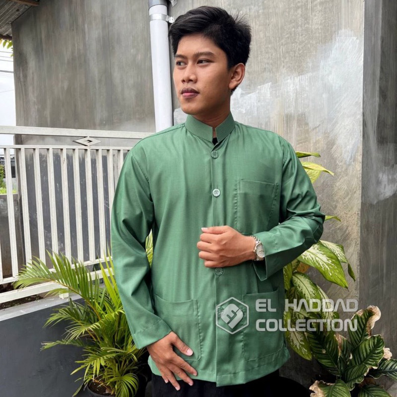 Baju Koko Haibah Pria dewasa Lengan Panjang Premium Toyobo Habaib Polos El haddad