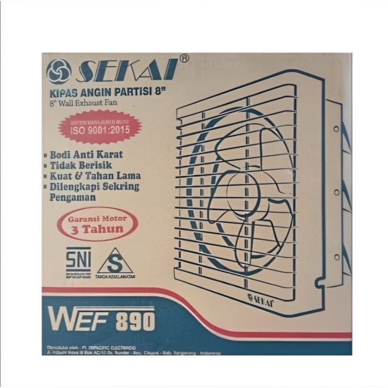 Exhaust Hexos Heksos Fan Dinding 8 inch Sekai