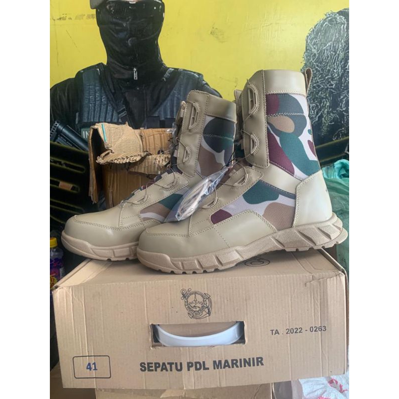 Sepatu PDL Tactical Tali Putar Loreng KKO Marinir Terbaru