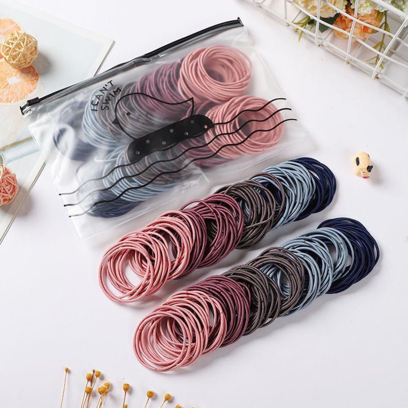 Karet ikat rambut 100pcs free pouch