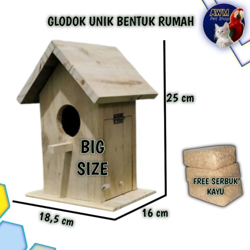 GLODOK BURUNG LOVEBIRD PARKIT DLL BENTUK RUMAH SANGKAR BURUNG BERTELUR UKURAN BESAR