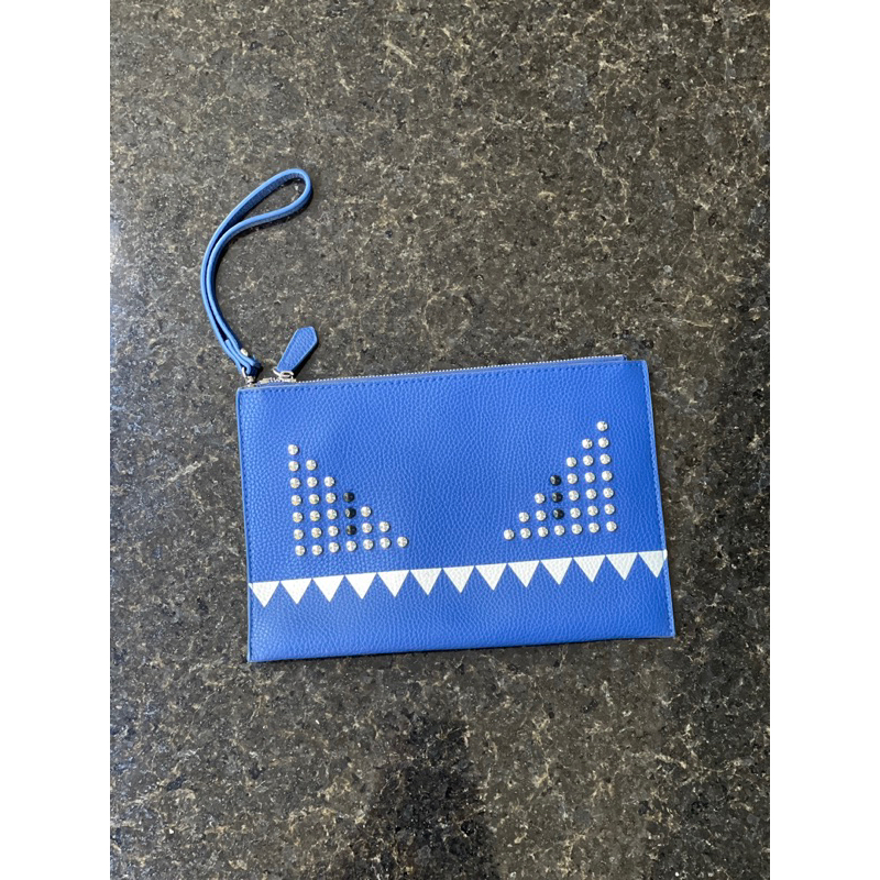 Clutch Pria Wanita Fendi Biru Croco Pouch Hand Bag Tas Tangan