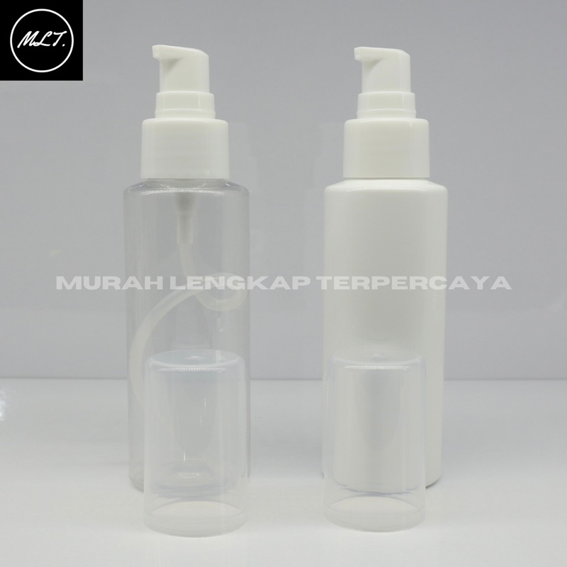 BOTOL RF 100ML PUTIH PUMP TREATMENT FULLCAP PUTIH  FULL COVER BOTOL PLASTIK RF 100 ML CLEAR PUTIH WHITE TRANSPARAN PET