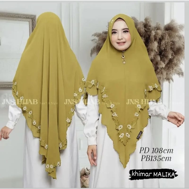 Khimar MALIKA /hijab syari bordir/jilbab ceruty bordir/kerudung syari 2 layer bordir lancip JNS