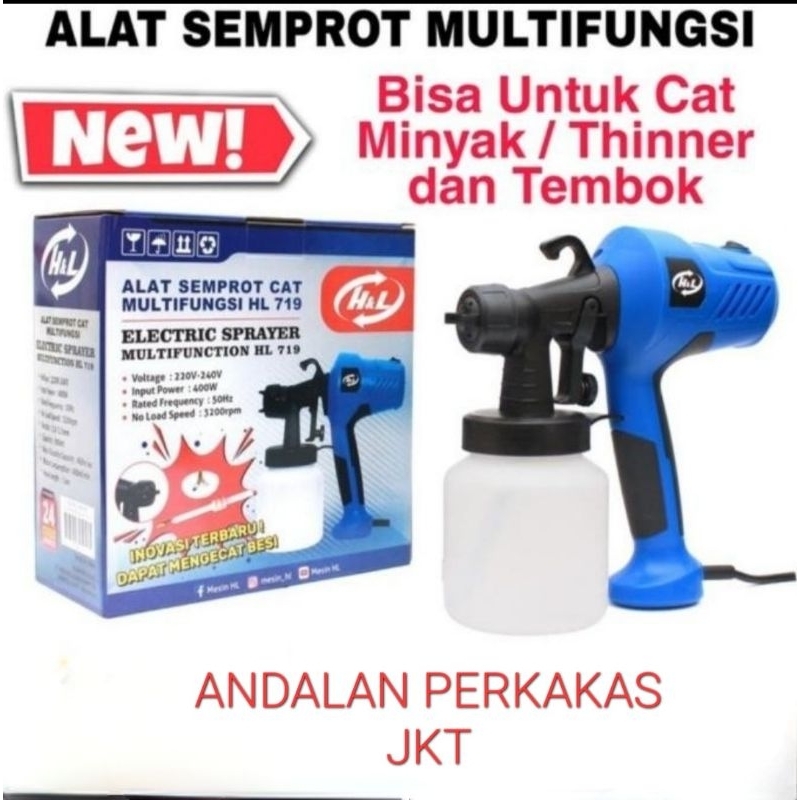 H&L HL719 Spray gun Electric/Alat Semprot Cat minyak/tembok elektrik Spuyer kuningan