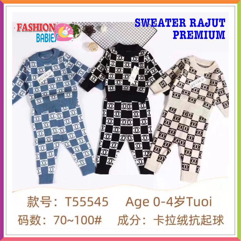 ❤ FashionBabies ❤  SETELAN SWEATER RAJUT ANAK UNISEX IMPORT MOTIF CHANEL / SET PREMIUM / BAJU ANAK